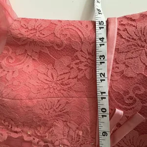 Forever Unique Lace Sequence Dress Coral Pink Size 12 Fit & Flare Formal Party thumbnail 9