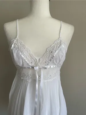 Sheer Lace-Trim White Chiffon Babydoll Top - Women thumbnail 2