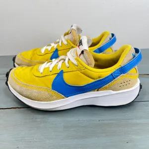 Nike Waffle One Yellow Blue Suede Mesh Sneakers DH9523-700 Womens 6.5 thumbnail 4
