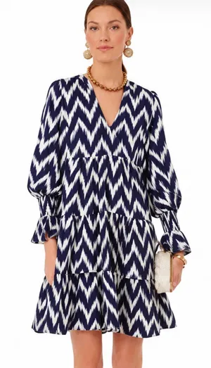 Tuckernuck Pomander Place Navy Ikat Kenzo Dress Size L thumbnail 1
