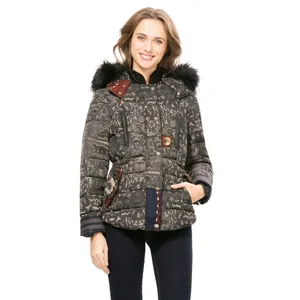 Desigual Badajoz lace print beaded embroidered puffer coat size 38 or US small thumbnail 2