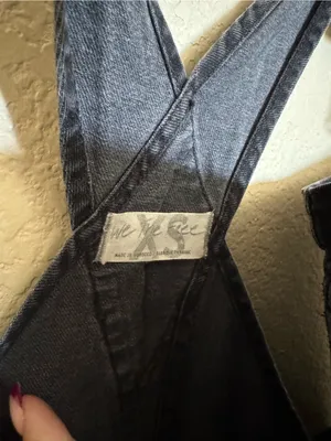 Free People Ziggy washed black denim Jean Overalls size xs oversized thumbnail 5