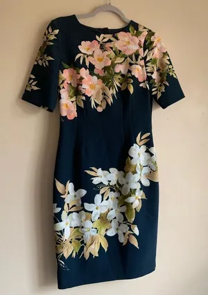 Hobbs London Bloomington Formal Women Dress Size 6 Blue Floral Wedding Outfit thumbnail 1