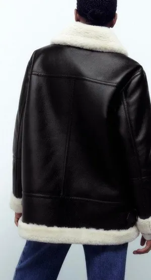 Zara Nwt Double Faced Jacket With Faux Fur thumbnail 8