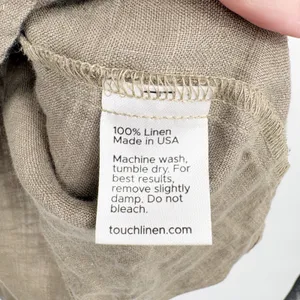 Touch Womens 100% Linen Made in USA Olive Henley Lagenlook Popover Tunic Top 2 thumbnail 5