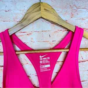 Nike | Hot Pink “Just Do It” dry fit racer back tank athletic fit thumbnail 3
