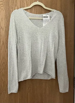 Brandy Melville V-Neck Gray Long Sleeve thumbnail 1