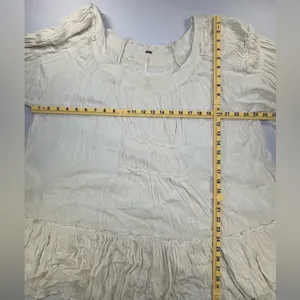 Free People Ivory Voile & Lace Tunic Mini Dress Cream Boho Smocked Medium thumbnail 8
