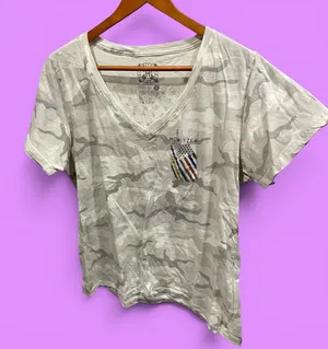 Cute camo v-neck classic stretchy t-shirt Howitzer Patriot Mfg. USA Merica thumbnail 1
