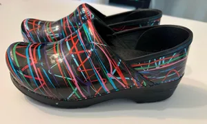 Dansko‎ professional Colorful Streamer Glossy Graffiti Clogs Size 38 US 7 thumbnail 1