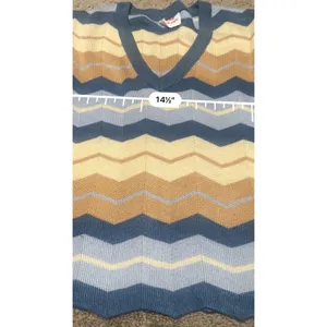 The Red Eye Vintage Sweater Vest V-Neck Sleeveless Knit Blue Women's Small thumbnail 3