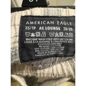 American Eagle AE Lounge Plaid Pajama‎ Pants Grey Cream XS 26-28 Flannel Sleep thumbnail 4