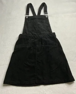 H&M Divided Black Corduroy Overall Dress Women Size 4 thumbnail 1