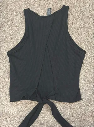 Black tie back tank top thumbnail 4