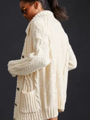 Pilcro Chunky Cable-Knit Cardigan Sweater Fisherman Preppy Coastal Grandmacore thumbnail 12