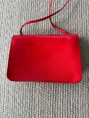 Vintage 80s 90s Cherry Red Leather Mini Purse Built in Mirror thumbnail 6