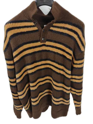 Men’s Zara Striped Polo Sweater Brown XL thumbnail 1