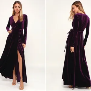 LULU's Special Event Wedding Boho Flowy Romantic Velvet Wrap Dress • Small NWOT thumbnail 2