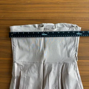PrettyLittleThing Strapless Jumpsuit Sz 6 Tan Wide Leg Pintuck Office Workwear thumbnail 7