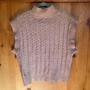 Cupcakes & Cashmere Tan-Beige Mock Neck Cable Knit Sweater Vest thumbnail 7