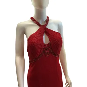 May Queen Couture Red Glitter Beaded Halter Keyhole Evening Gown‎ Dress 10 thumbnail 4