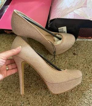 Betsey Johnson Tan Rhinestone Embellished Pointed Toe Heels thumbnail 1