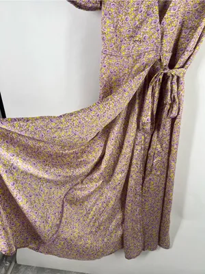 VILA Violetta‎ Wrap Dress — Yellow & Lilac Floral thumbnail 7