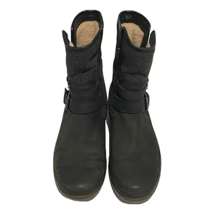 UGG Simmens Waterproof Boot Womens‎ 8.5 Black Leather Wool Moto Buckle 1005285 thumbnail 2