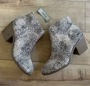 NWT Toms Genevieve Cheetah Animal Print Leather Ankle Booties Boots Sz 9 thumbnail 1