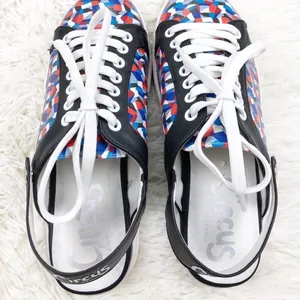 Circus Sam Edelman Murray Red Blue Confetti Black Slingback‎ Sneakers Shoes 7.5 thumbnail 3