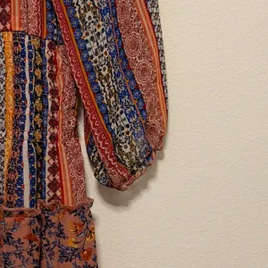 Figueroa & Flower Midi Dress Sz XL Smocked Tiered Floral Striped Boho Peasant thumbnail 6