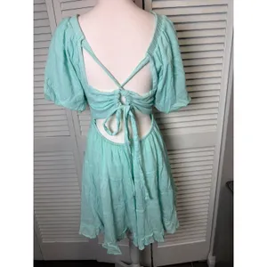 Free People perfect day mini dress Sz M NWT $108 retail Smocked Puff Sleeves thumbnail 9