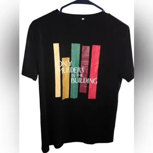 Black T-Shirt with Bold Graphic Text tag says xl but fits like med/large thumbnail 2