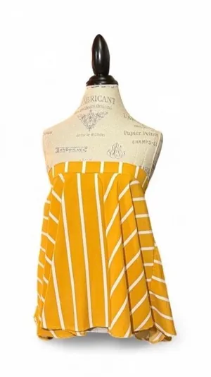 Yellow and White Striped A-Line Skirt Sz XL (Could also be worn as a top) thumbnail 1