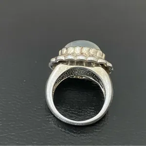 Vintage 925 Signed Sterling Silver Chalcedony Natural Stone Ring Size 6.5 thumbnail 9