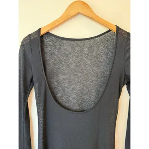 Lounge Bodycon Maxi Dress Women's Large Black Ribbed Long Sleeve Scoop Neck Goth thumbnail 4