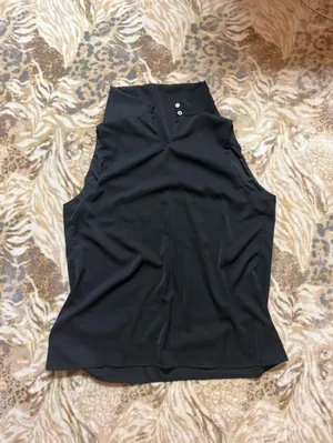 Dokotoo black satin high neck cowl neck top thumbnail 2