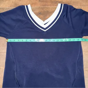Offline by Aerie ChillUp Navy V-Neck Athleisure Dress with White Trim thumbnail 12