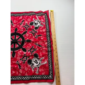 Disney‎ Mickey Mouse Pirates of the Caribbean Red Cotton Bandana Scarf 21x21 thumbnail 3