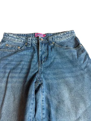 Edikted Wide Leg Jeans Medium Wash Denim Y2k Retro 2000s Cotton Size Small Women thumbnail 2
