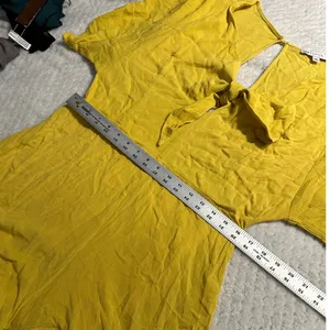 Louna Tie Romper Women's XL Yellow Mustard Short Flutter Sleeve V-Neck RTR thumbnail 9