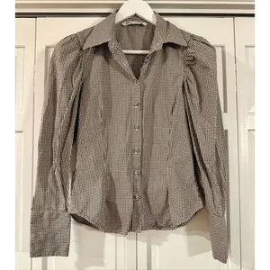 Zara plaid puff sleeve long sleeve button down xs thumbnail 3