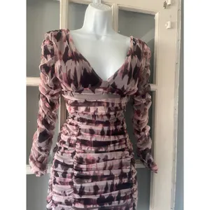 Zara Draped Tulle Mini Dress Brown Women's‎ Size XS Long Sleeve V-Neck thumbnail 9