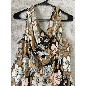 Vintage Y2K Floral Handkerchief Hem Dress Sleeveless Cowl Neck Boho‎ Midi 12 thumbnail 2