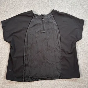 Lululemon Short Sleeve Top Women's 8 Black Zip Back Drawstring Waist Active Gym thumbnail 8