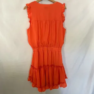 Adrienne bright orange sleeveless summer‎ sundress women's size large frilly thumbnail 7