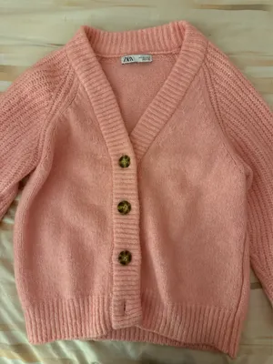 ZARA Pink Oversized Button Up Sweater thumbnail 2