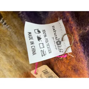 NWT Natural Life Oversized Brushed Plaid Blanket Scarf Purple Mustard Orange OS thumbnail 3