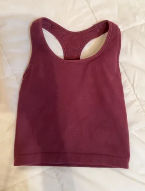 Burgundy Ribbed Racerback Tank Top thumbnail 1