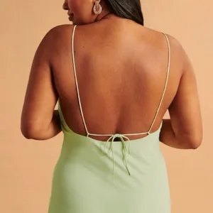 Abercrombie & Fitch Soft Lime Open Back Maxi Dress NWT L thumbnail 2